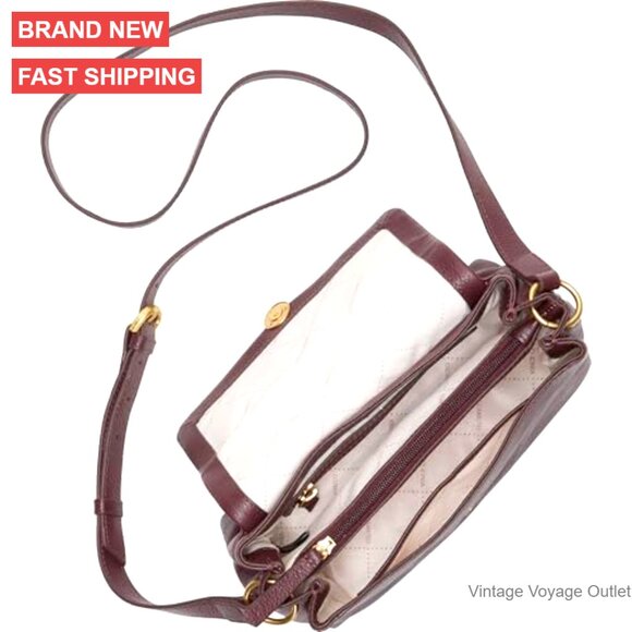 Genuine Leather Crossbody Satchel with Adjustable Strap and Multiple Pockets